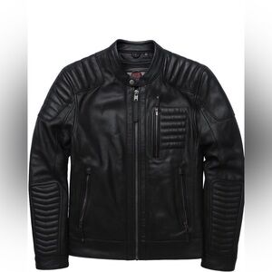 Men's Black Quilted Leather Bomber Jacket